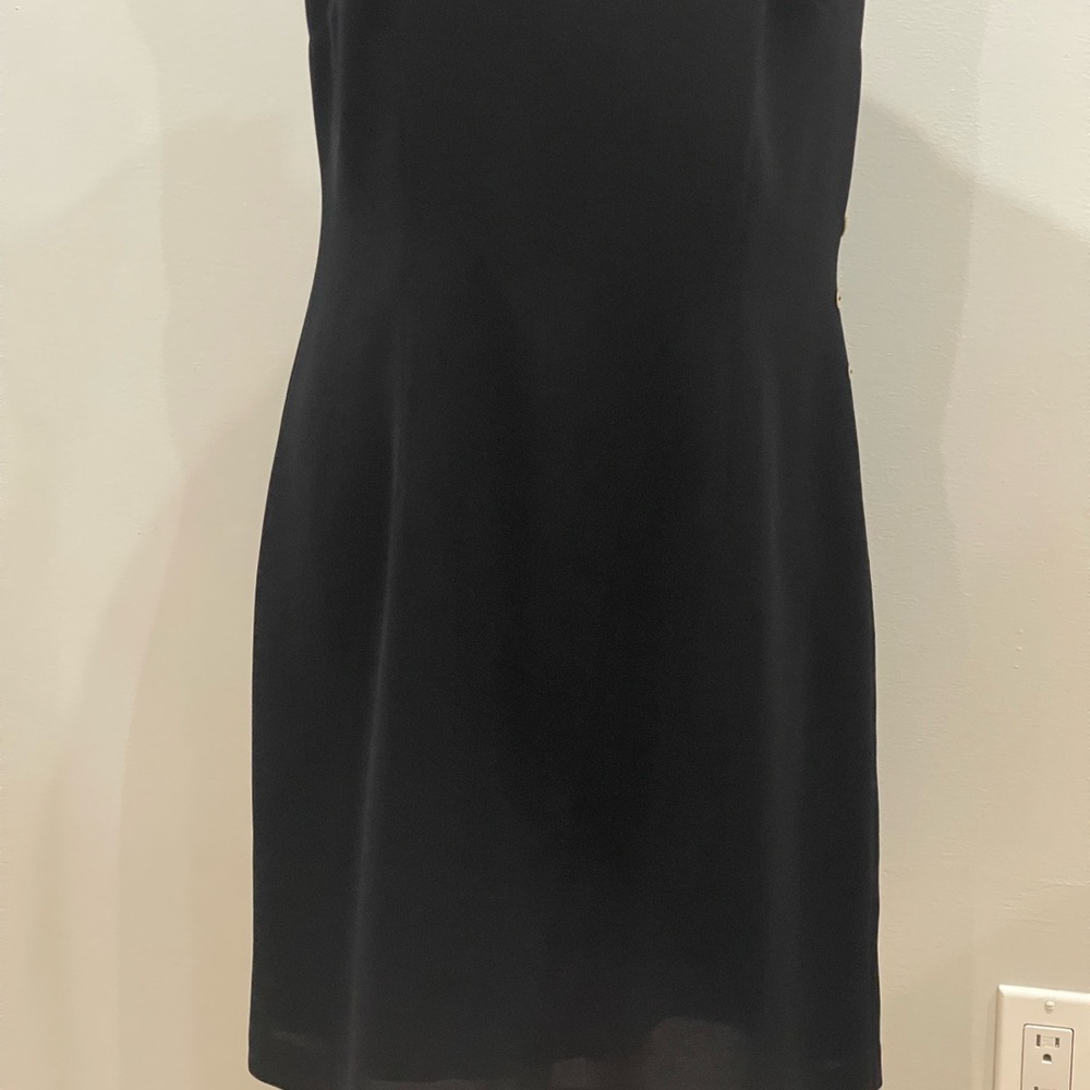 CDC by Caren Desiree 10 Black V Neck Sleeveless Button Side Accent Zip Back Mini - Picture 6 of 7